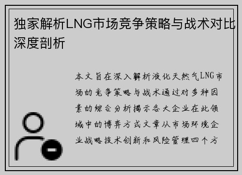 独家解析LNG市场竞争策略与战术对比深度剖析